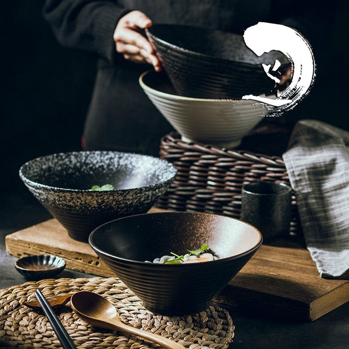 Utsøkt japansk keramisk bollesett for ramen, suppe og ris | Luvikno