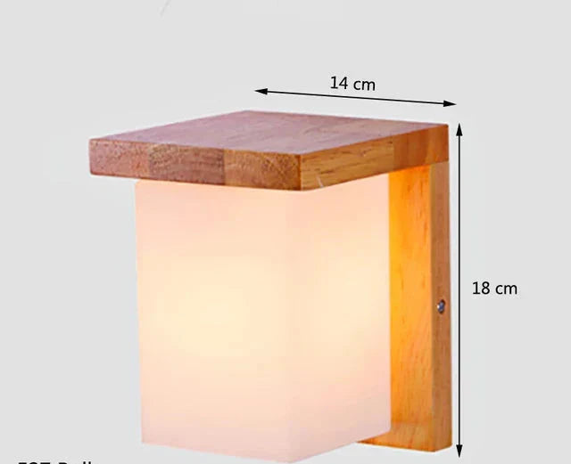 Japansk vegglampe laget av tre for soverom – Minimalistisk lampe med naturlig belysning | Luvikno