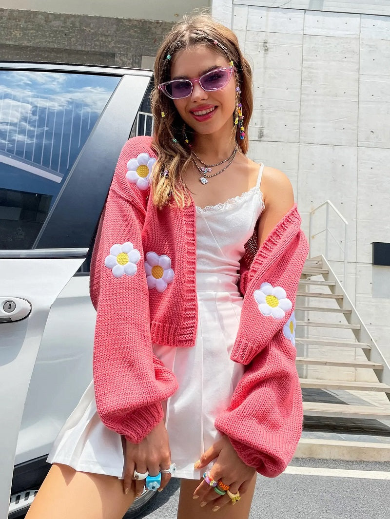 Luvik | Veste courte avec des marguerites brodées