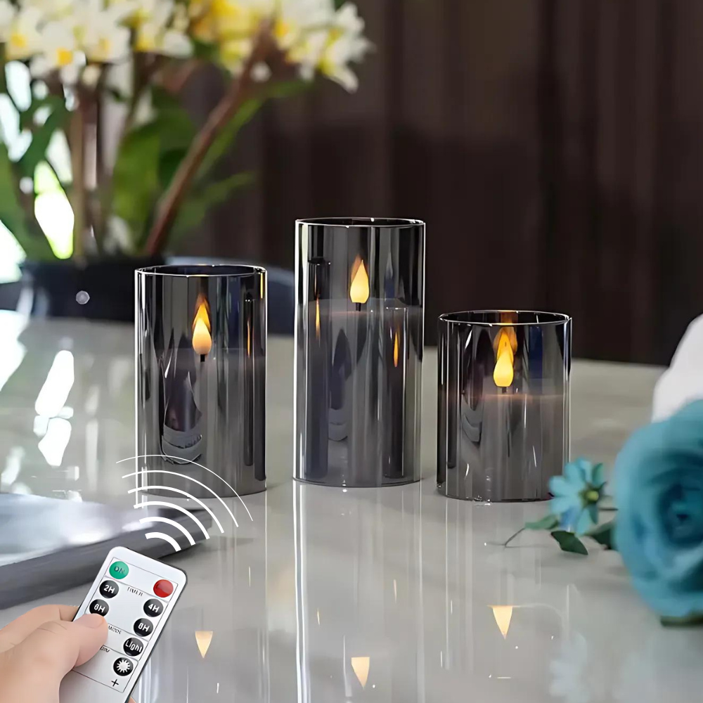 Luvikno | LuxeLumen LED Lysestake Set | Elegante LED lys med fjernkontroll for atmosfærisk stemning
