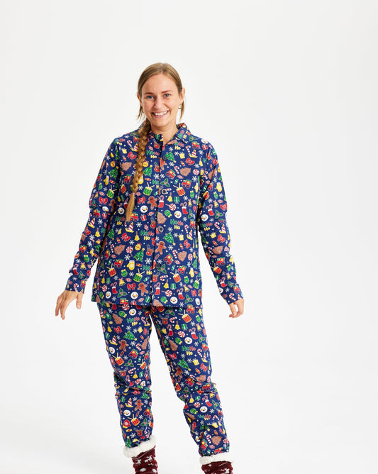 Luvik | Hullujen Joulupyjama Fleece Sininen - Naisten