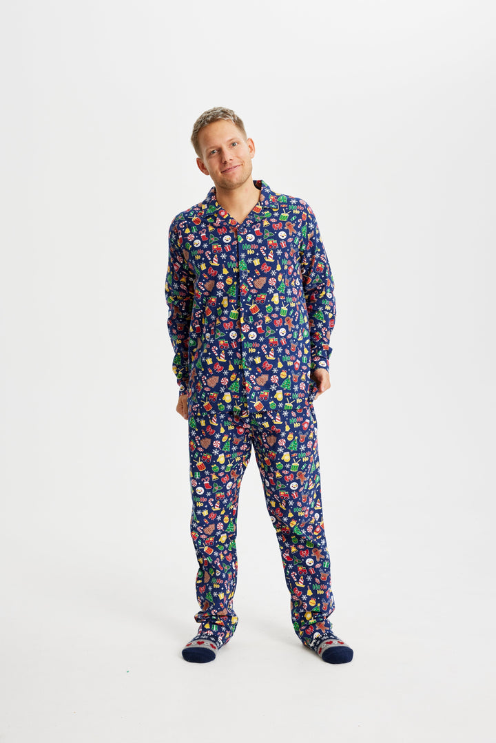 Luvik | Kooky julehåndkle flanell blå - Menn
