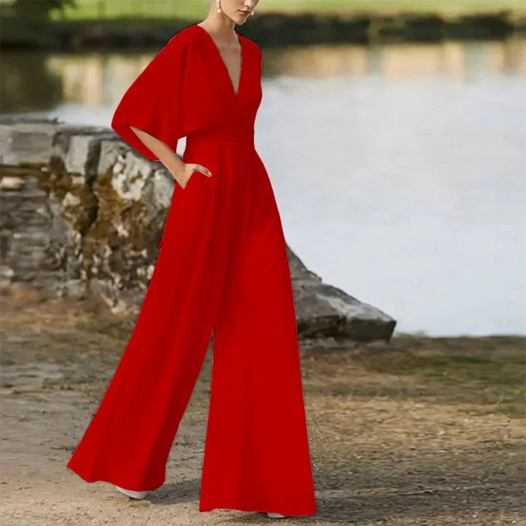 Luvik | A-linjainen kolmen neljänneksen hiha jumpsuit naisille