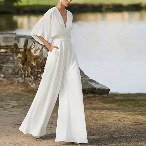 Luvik | A-linjainen kolmen neljänneksen hiha jumpsuit naisille