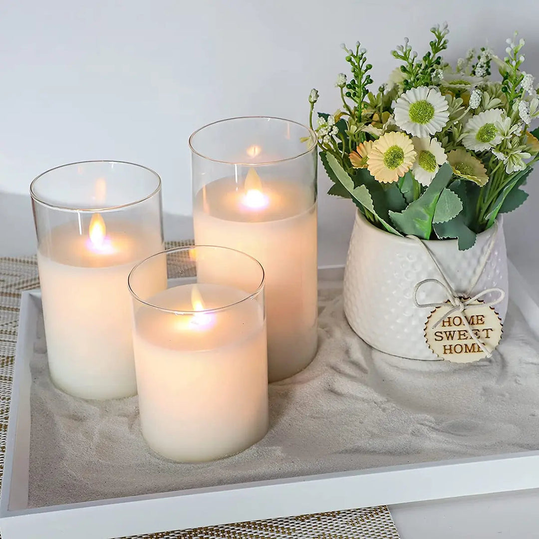 Luvikno | LuxeLumen LED Lysestake Set | Elegante LED lys med fjernkontroll for atmosfærisk stemning
