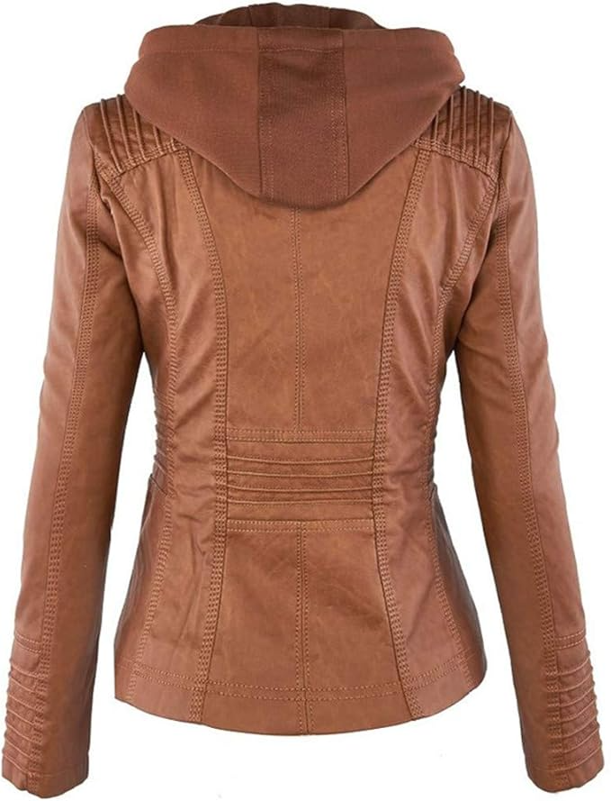 Luvik | Nahkatakki - Huoodilla - Liukuva leikkaus - Monikäyttöinen & Tyylikäs