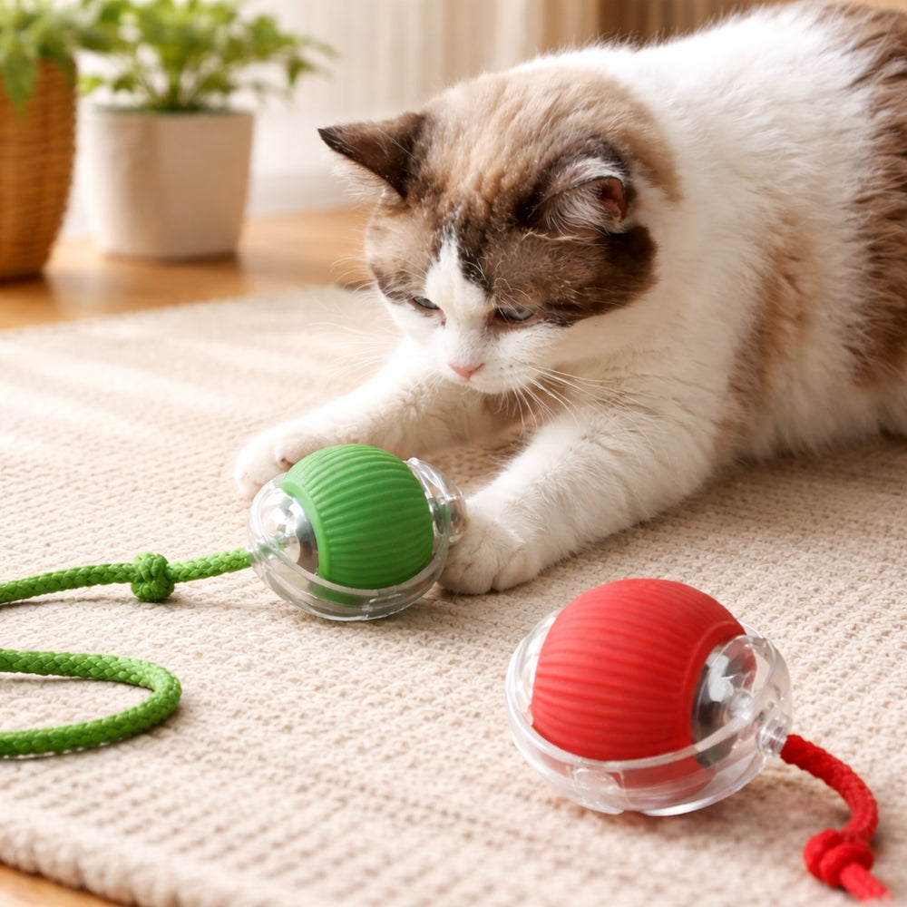 Smart interaktiv kattball med snor | Luvikno