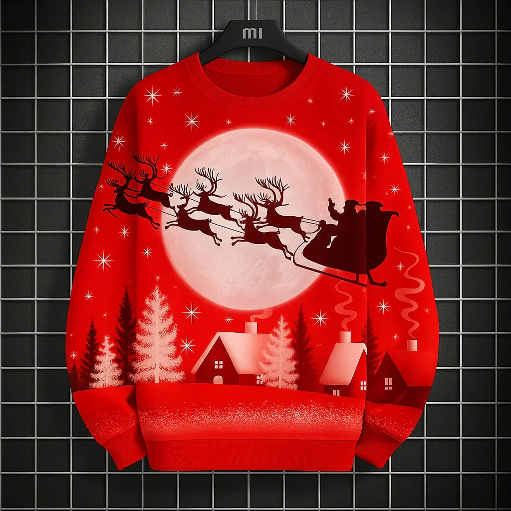 Luvik | Miesten Collegepaita - Mukava, Neulottu & Ainulaatuisella 3D Joulukuosisella Painatuksella