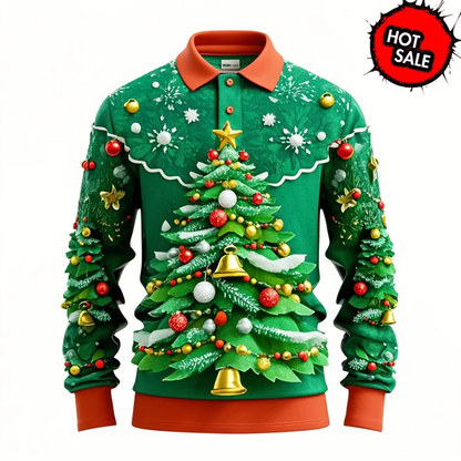 Luvik | Santa Claus Polo Paita - Tyylikäs miesten polo, jossa on 3D-tulostus ja hengittävää puuvillaa