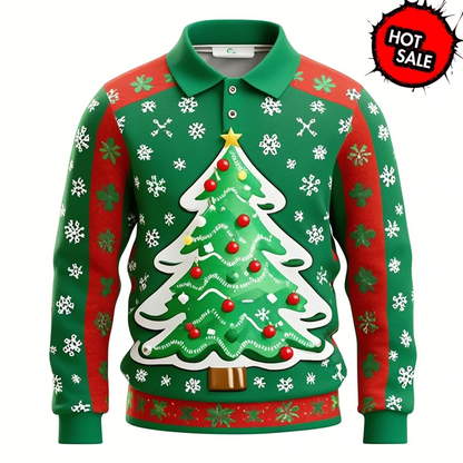 Luvik | Santa Claus Polo Paita - Tyylikäs miesten polo, jossa on 3D-tulostus ja hengittävää puuvillaa