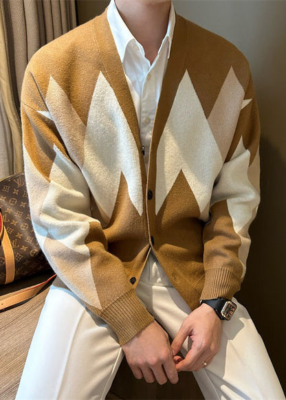 Luvik | Lämmin Neule Takki Mukaviin V-kaulus Miehille