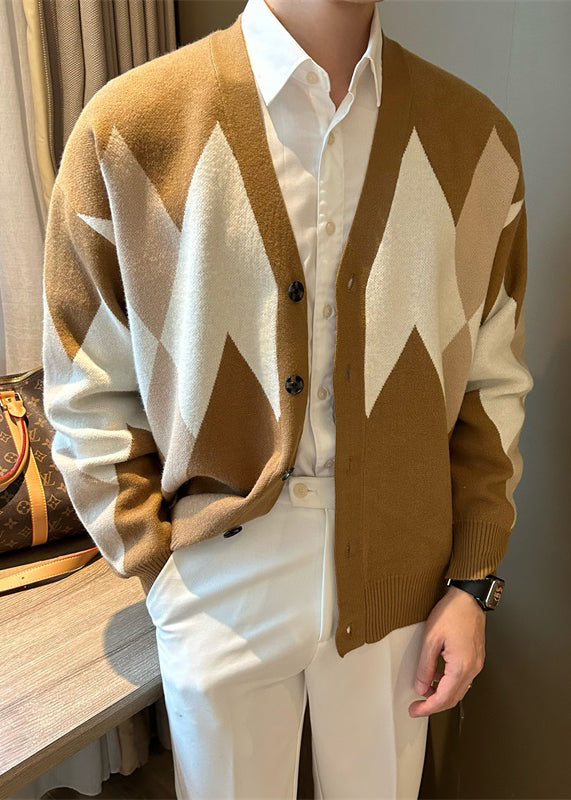 Luvik | Lämmin Neule Takki Mukaviin V-kaulus Miehille