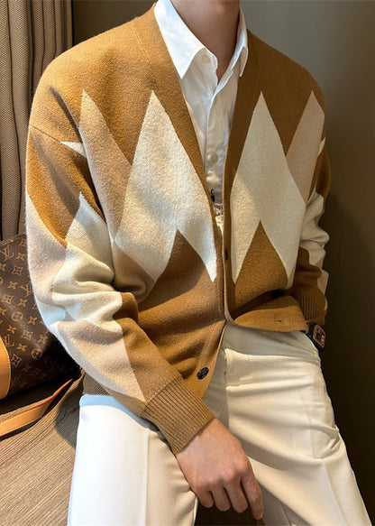 Luvik | Lämmin Neule Takki Mukaviin V-kaulus Miehille