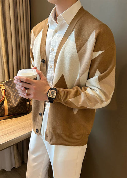 Luvik | Lämmin Neule Takki Mukaviin V-kaulus Miehille