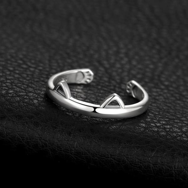 Kitty Øre Paw Klem 925 Sølv Ring | Luvikno