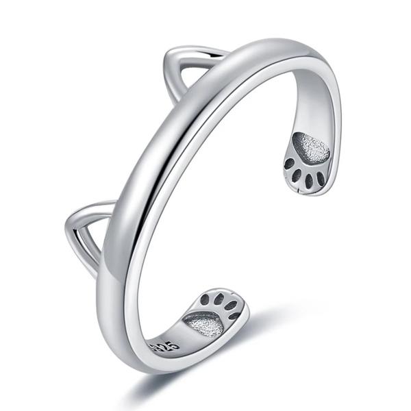 Kitty Øre Paw Klem 925 Sølv Ring | Luvikno