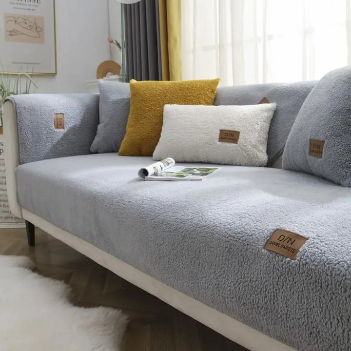 Vannavstøtende tykk Sherpa fleece sklisikker sofaomslag | Luvikno