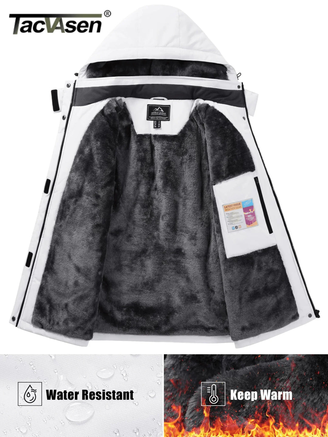 Luvik | Parka Talvitakki - Lämpimämpi ja vettä hylkivä takki irrotettavalla hupulla, fleece-vuori ja 5 vetoketjutaskua