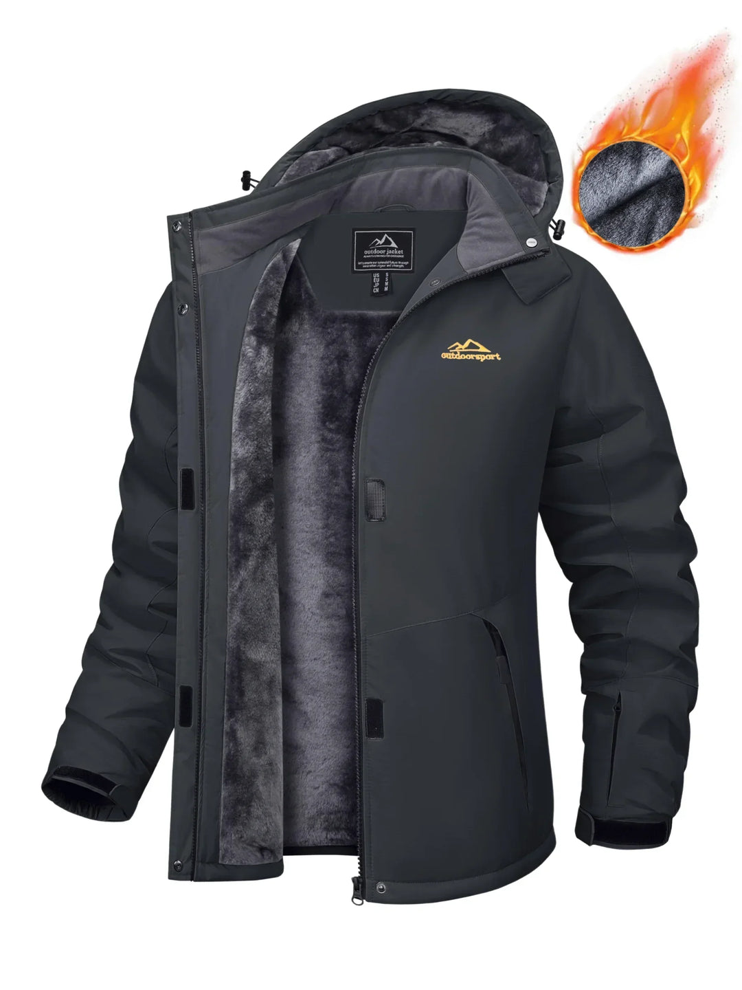 Luvik | Parka Talvitakki - Lämpimämpi ja vettä hylkivä takki irrotettavalla hupulla, fleece-vuori ja 5 vetoketjutaskua