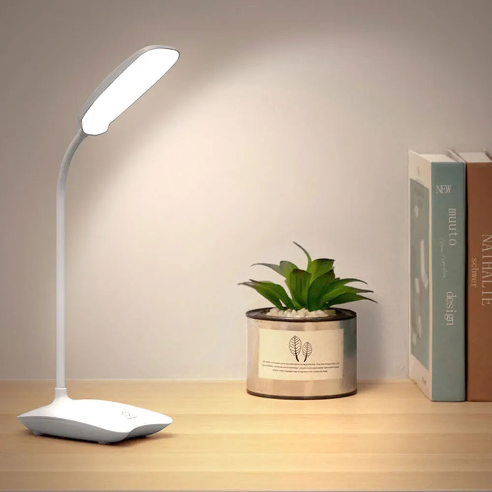 Multifunksjonell LED bordlampe med fleksibel hals – Dimmbar, øyevennlig, perfekt for kontor og nattbord | Luvikno