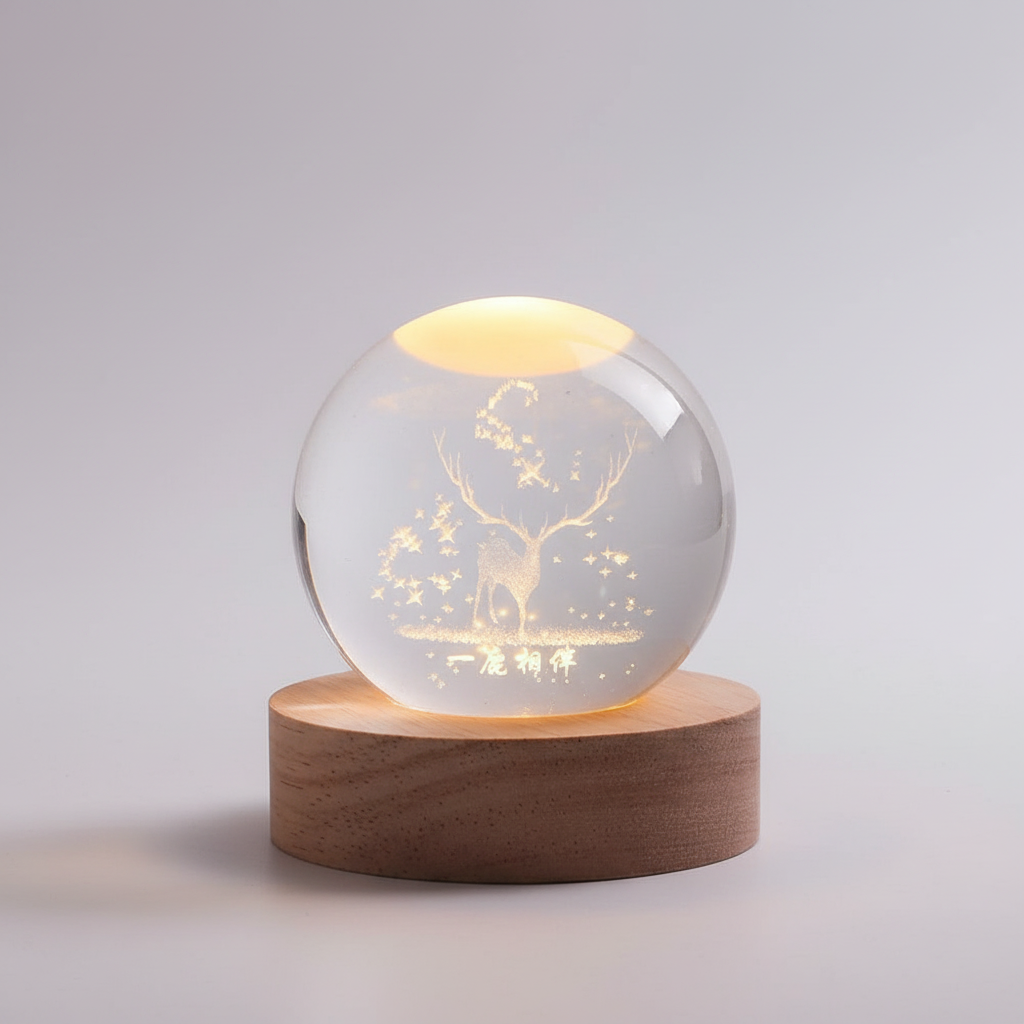 Luvikno | AstroGlobe 3D Lampe – Sferisk Trelampe med Varm LED Lys og Planetdesign