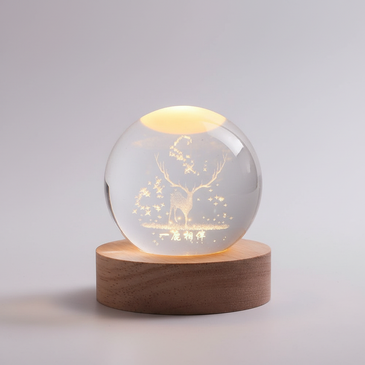 Luvikno | AstroGlobe 3D Lampe – Sferisk Trelampe med Varm LED Lys og Planetdesign