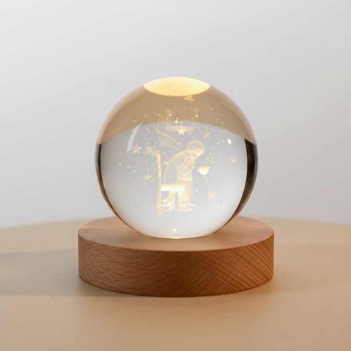 Luvikno | AstroGlobe 3D Lampe – Sferisk Trelampe med Varm LED Lys og Planetdesign