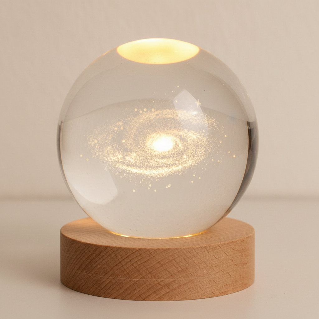 Luvikno | AstroGlobe 3D Lampe – Sferisk Trelampe med Varm LED Lys og Planetdesign