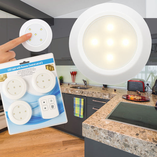 LED Spot (runde) 3 stk. inkl. fjernkontroll | Luvikno