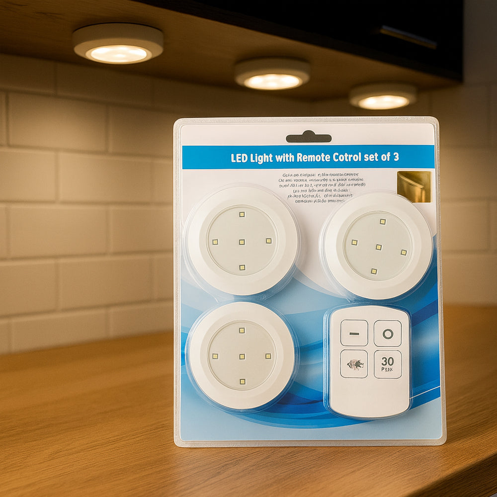 LED Spot (runde) 3 stk. inkl. fjernkontroll | Luvikno