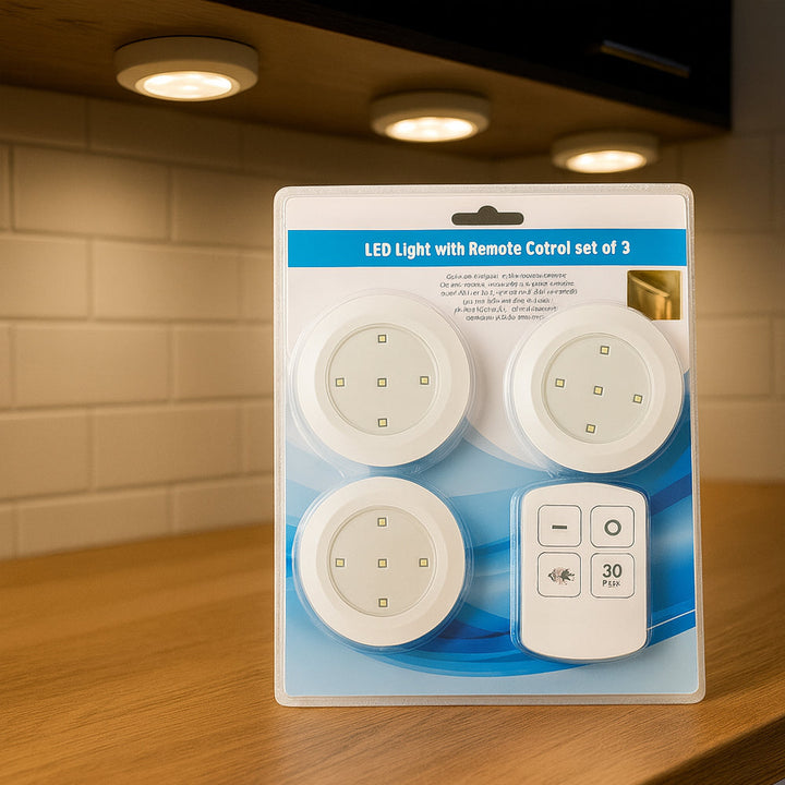 LED Spot (runde) 3 stk. inkl. fjernkontroll | Luvikno