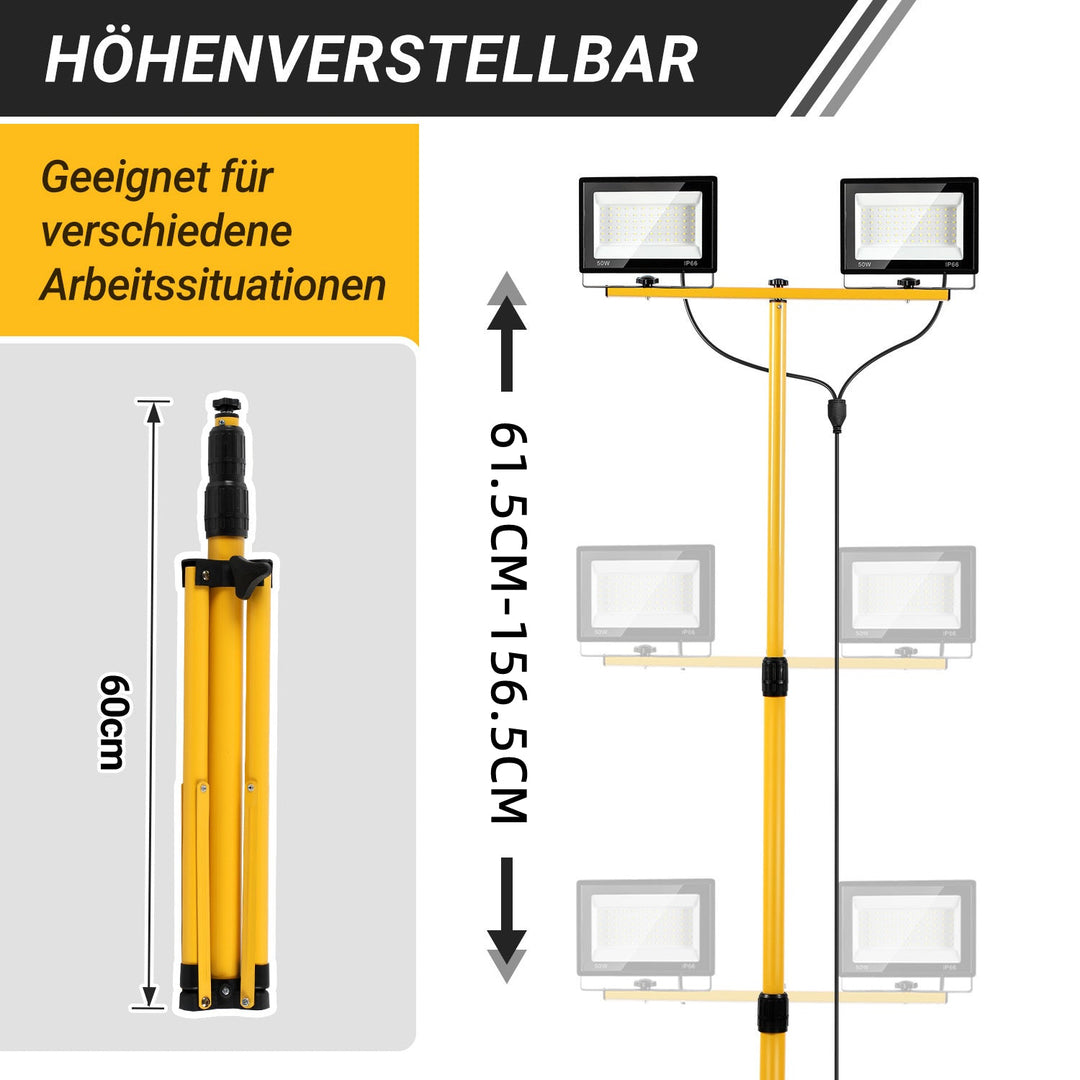 LED Konstruksjonslys 2 x 50W/100W/200W med Stativ Justerbar | Luvikno