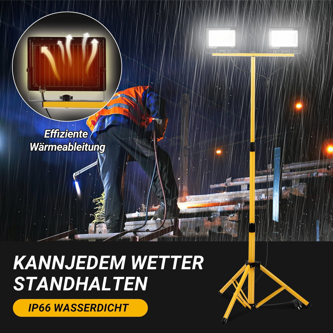 LED Konstruksjonslys 2 x 50W/100W/200W med Stativ Justerbar | Luvikno