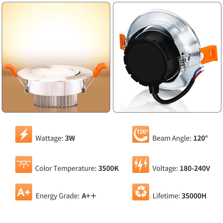LED innfelt spotlight LED spot 3W kjølig hvit/varm hvit | Luvikno