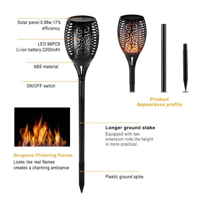 Luvikno | LED Solsenger Fakkel Deluxe 96 LED (4 stk)