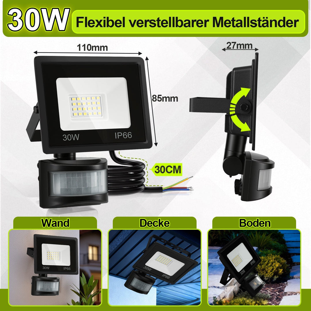 LED Flomlys med Bevegelsessensor Kald Hvit 10W-100W (uten kontakt) | Luvikno