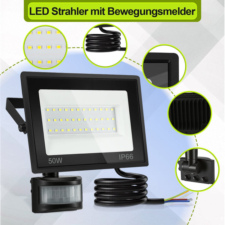 LED Flomlys med Bevegelsessensor Kald Hvit 10W-100W (uten kontakt) | Luvikno