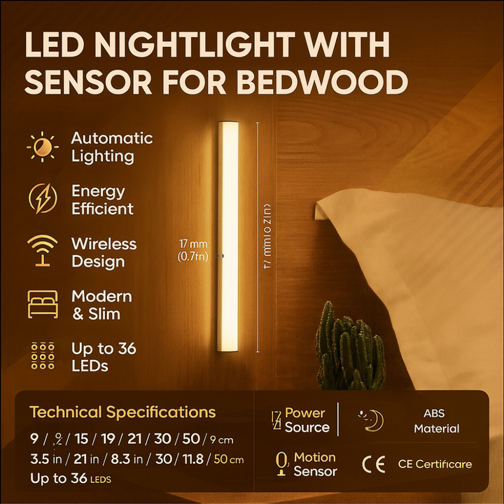 LED Nattlys Sensor Tre Sengramme Luvikno