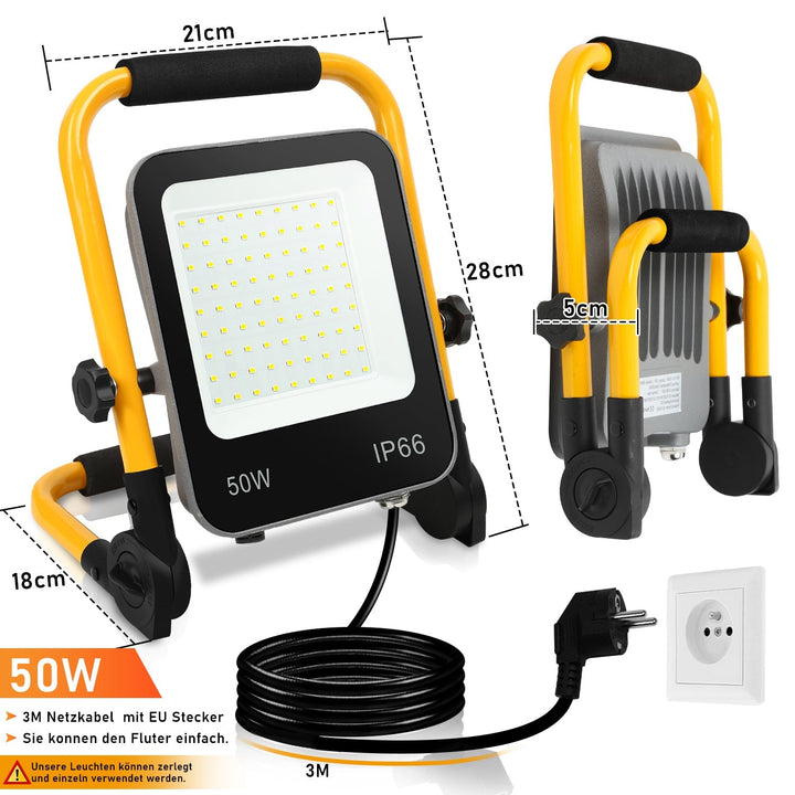 LED konstruksjons spotlight 50W-200W kald hvit IP66 | Luvikno