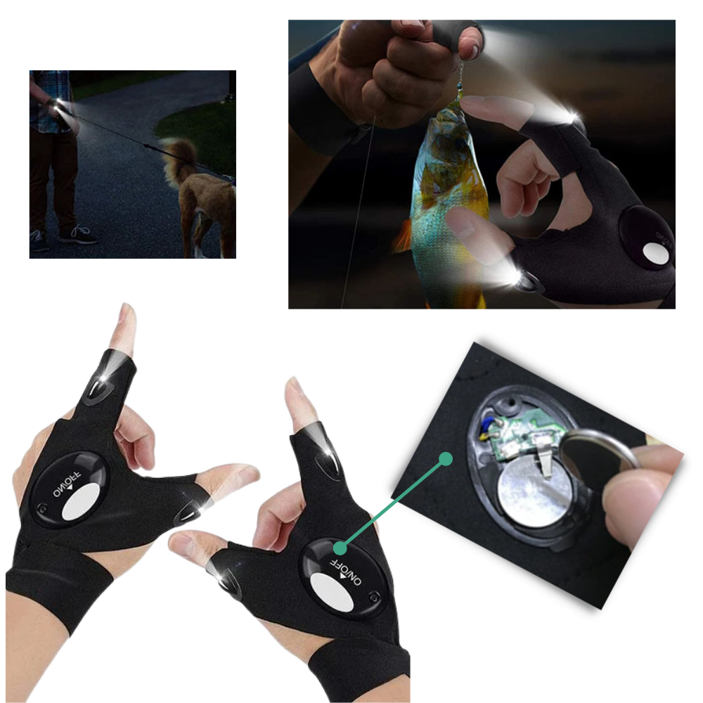 Luvikno | Sett med LED-hansker med vanntette lys
