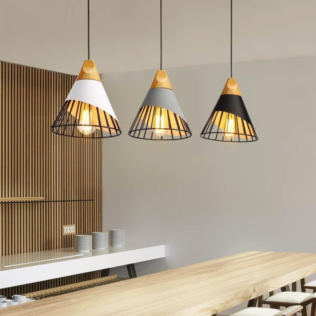 Luvikno | Moderne industriell pendellampe i skandinavisk stil – Tre & Metall