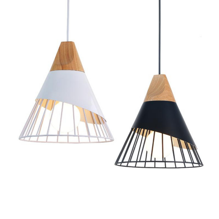 Luvikno | Moderne industriell pendellampe i skandinavisk stil – Tre & Metall