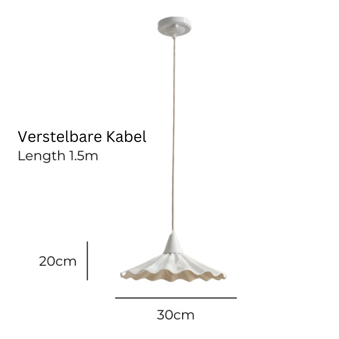 Luvikno | Moderne hvit keramisk pendellampe med unikt ribbet design