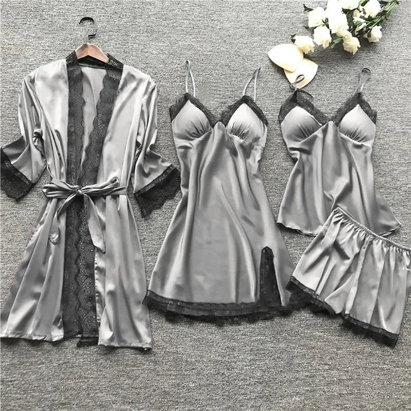 Luvik | Satinohut - pitsi - pyjama - setti naisille