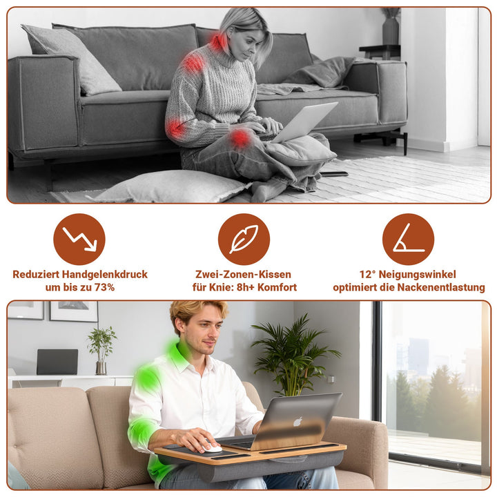 Laptopputerpute ergonomisk laptopbord med håndleddsstøtte & polstret | Luvikno