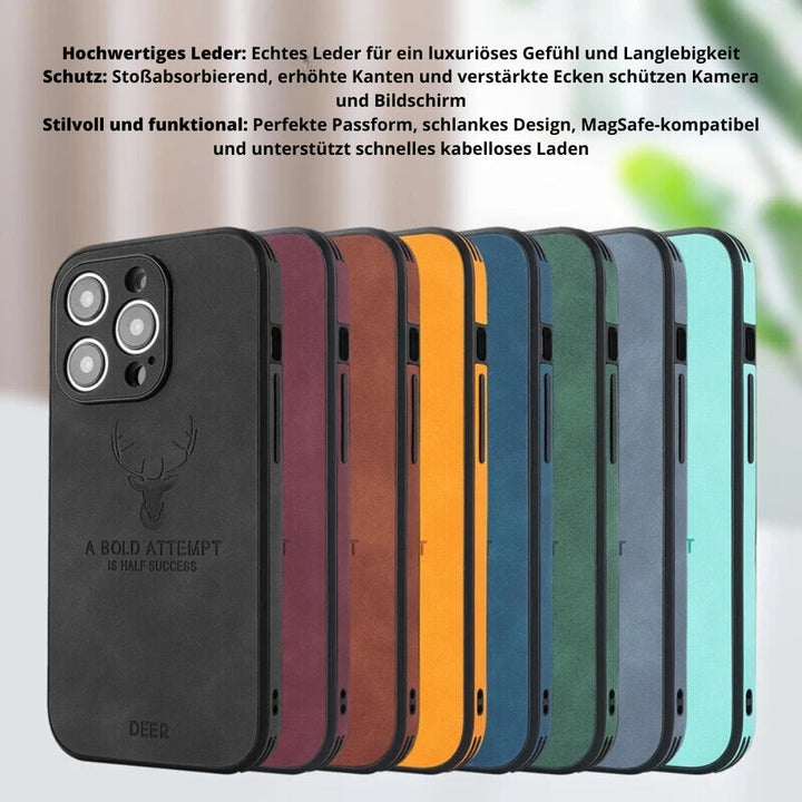 Luvikno | Deer - Luksuriøs Læder iPhone Deksel med Stilig Design og Sjokkbestandig Beskyttelse