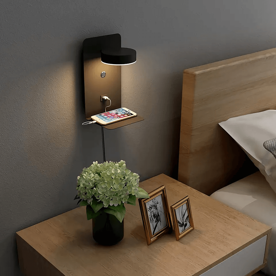 Luvikno | Nattlampe med lader - BrightHub - 330° Rotérbar - Ladestasjon