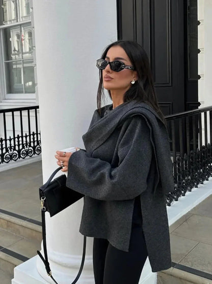 Luvik | Villa sekoite huivi takki