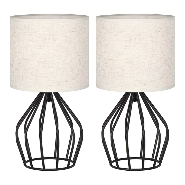 Luvikno | Elegant bordlampe med lin skjerm og metallbase – Perfekt belysning