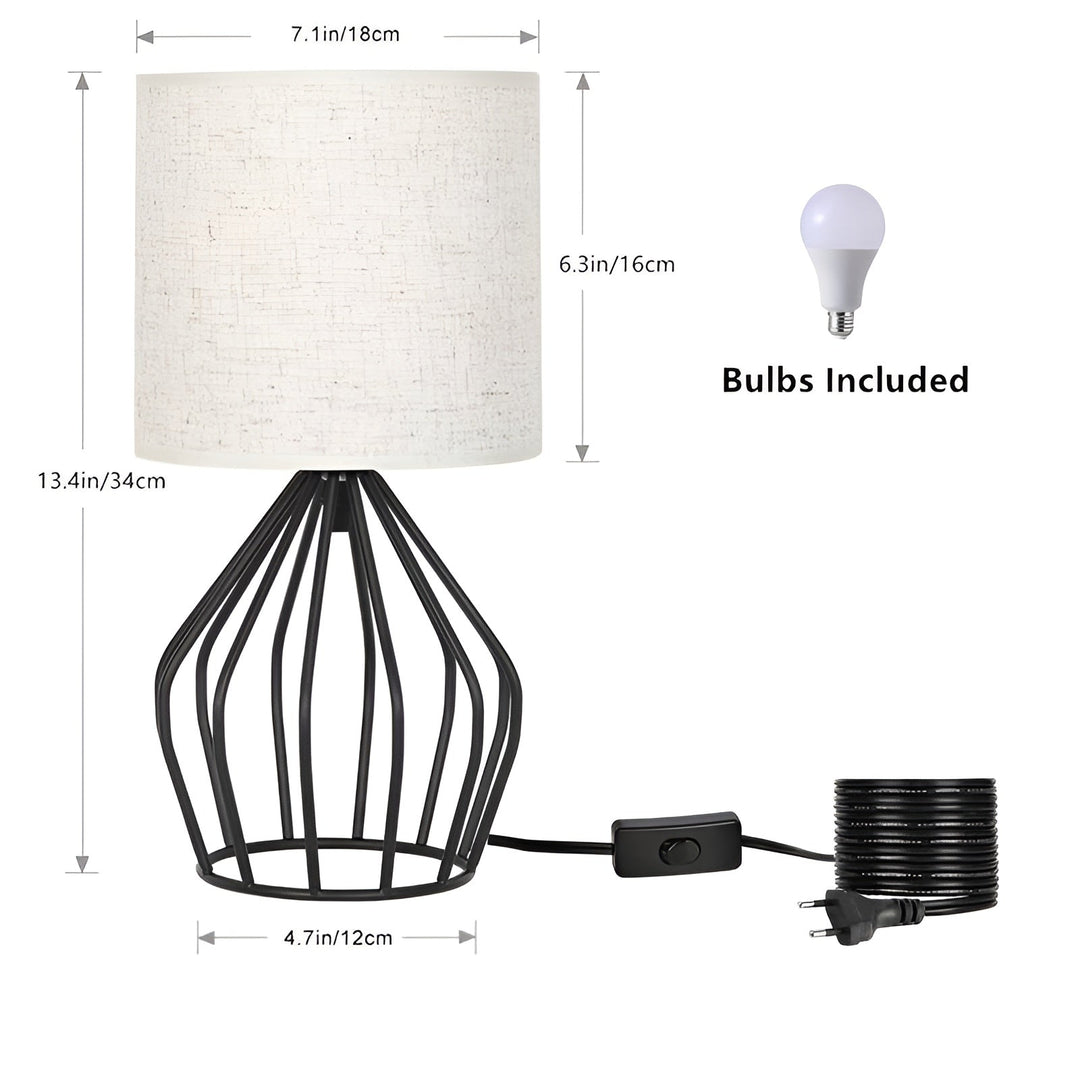 Luvikno | Elegant bordlampe med lin skjerm og metallbase – Perfekt belysning